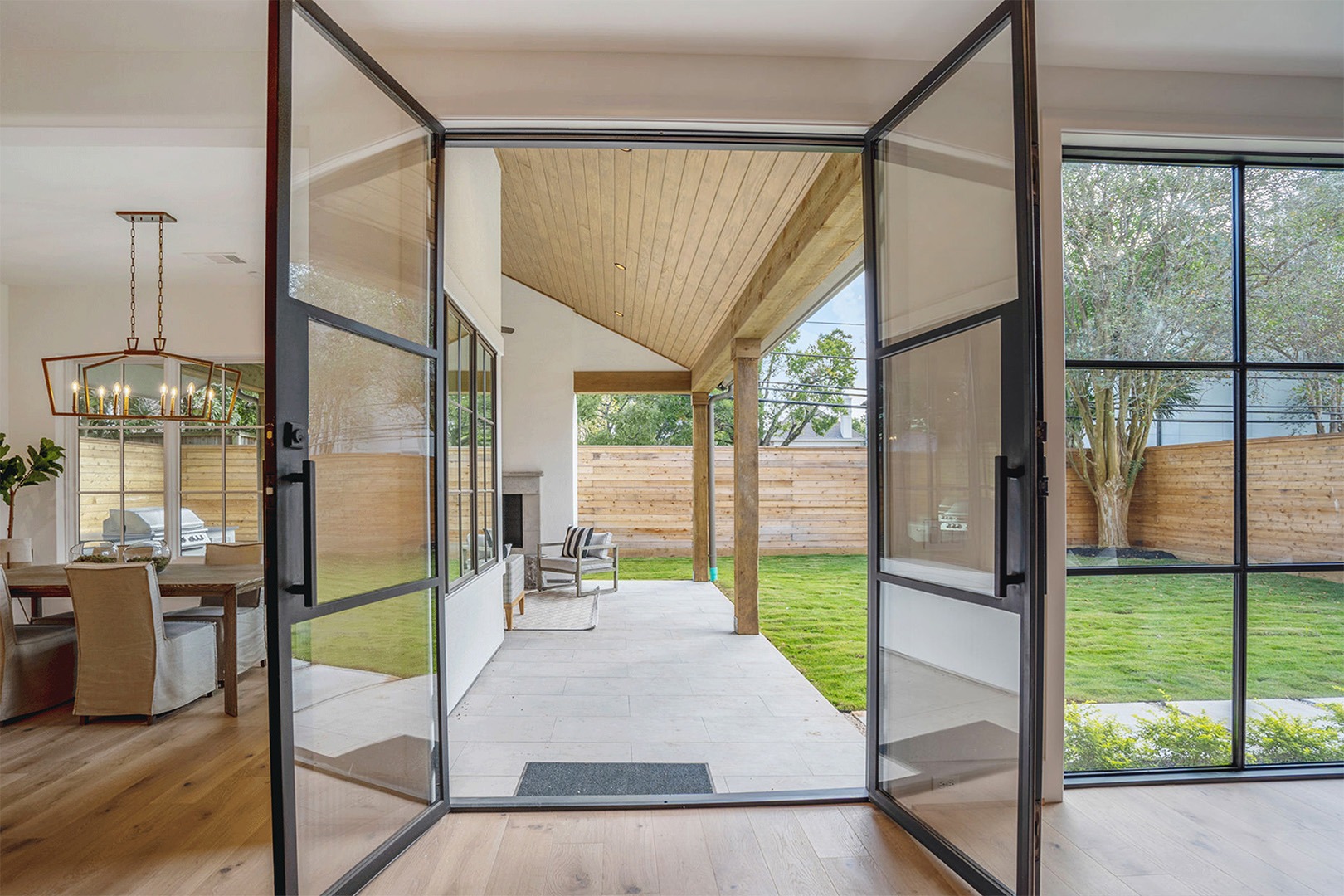 Steel patio door system on a Texas home