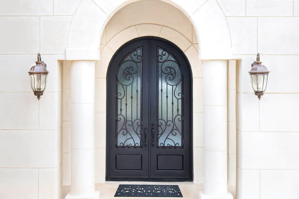 wrought iron entry door by Colonial Iron Doors